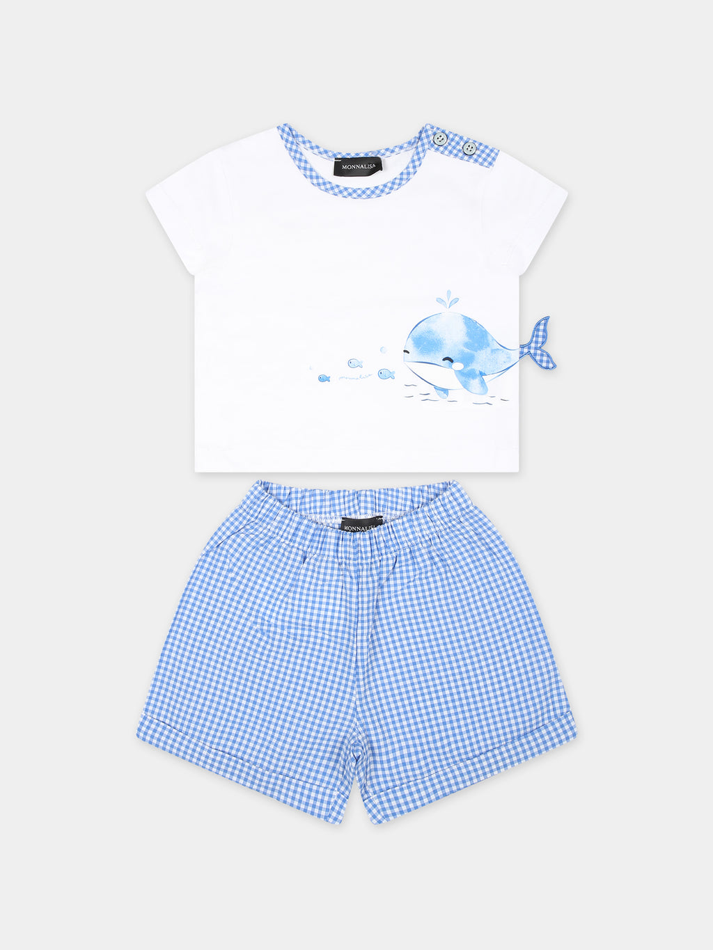 White suit for baby boy with whale print